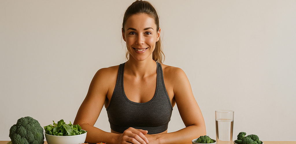 Frutas frescas y personas disfrutando de una alimentación saludable.