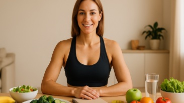 Cocina organizada con alimentos saludables