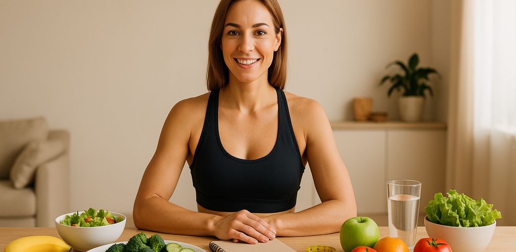 Cocina organizada con alimentos saludables